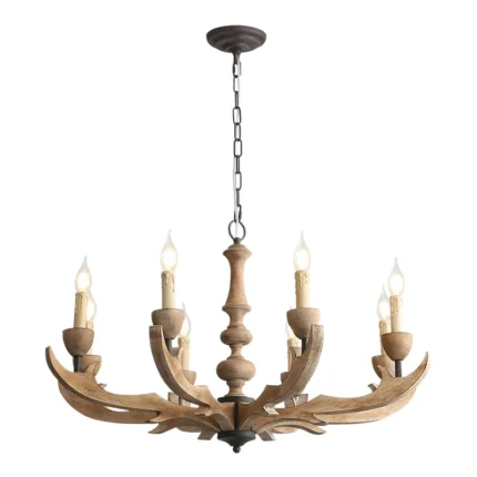 French Country Wood Chandelier