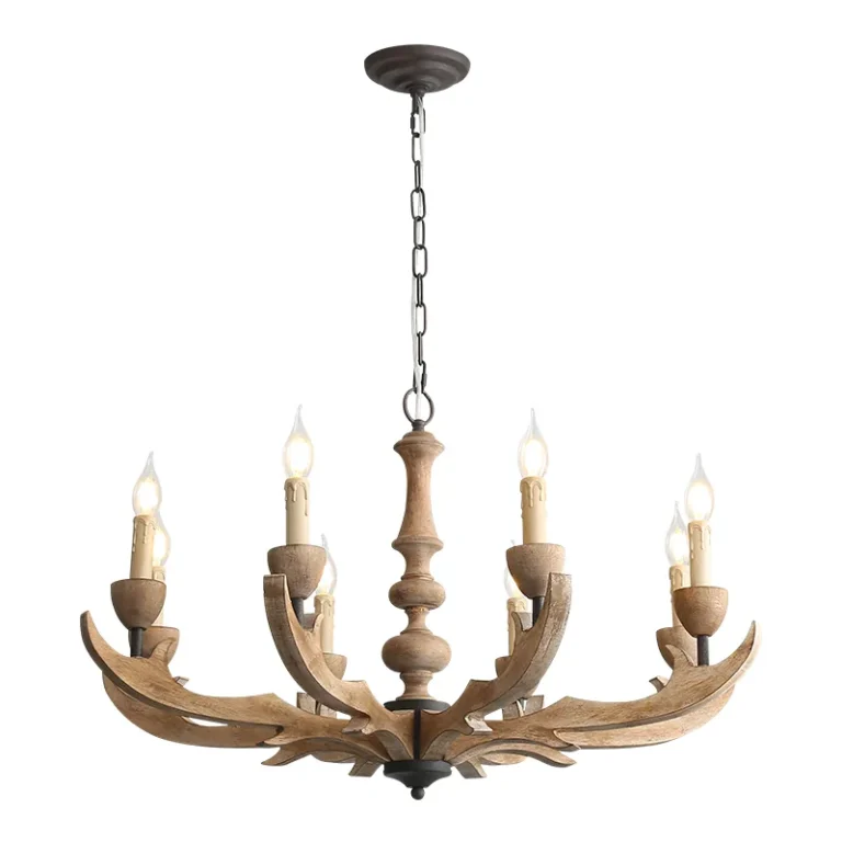 French Country Wood Chandelier