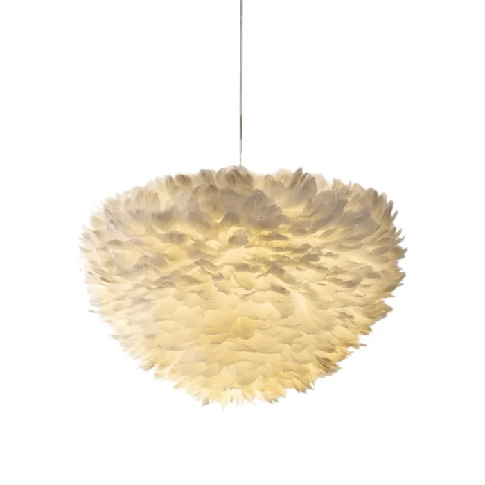 Modern White Feather Pendant Light with Soft Glow