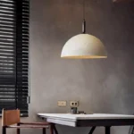 White Textured Dome Pendant Light Rock Surface
