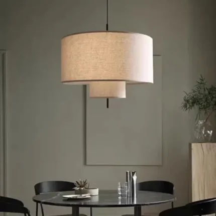 Modern Fabric Ceiling Lamp in Natural Linen