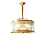 Vintage Brass Drum Chandelier White Background