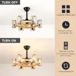 Hushwing Fandelier with Wood Grain Finish and Ripple Glass