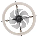 Black Drum Fandelier with Fabric Shade in Matte Black Finish