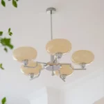 Chrome Chandelier in Modern Kitchen