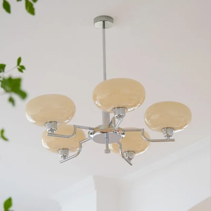 Chrome Chandelier in Modern Kitchen