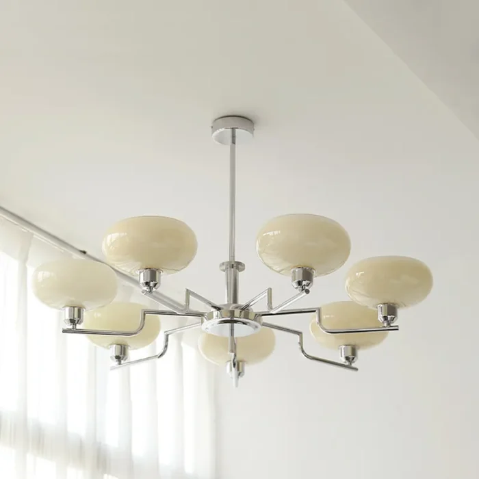 Chrome Chandelier in Modern Kitchen