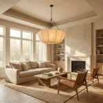 Soft Ambient Lighting for Living Room with Fabric Chandelier