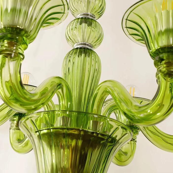 Close-up of ribbed hand-blown glass texture