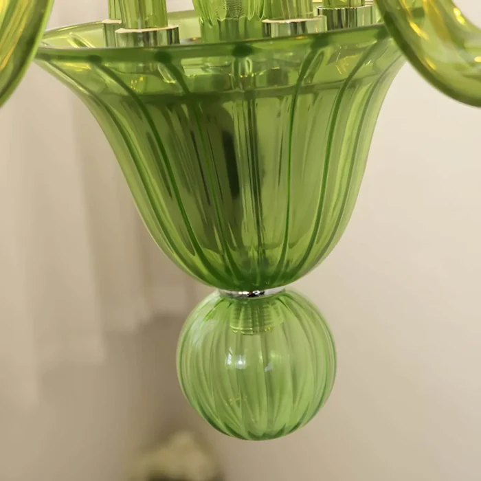 Close-up of ribbed hand-blown glass texture