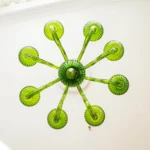 Close-up of ribbed hand-blown glass texture