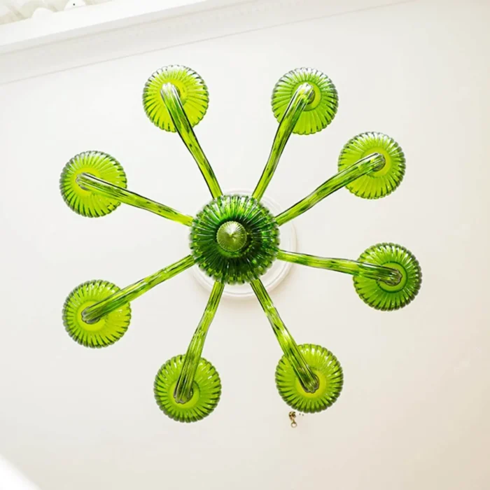 Close-up of ribbed hand-blown glass texture