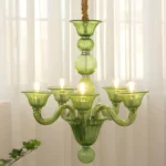 Amber Gold 8-Light Glass Chandelier in Living Room