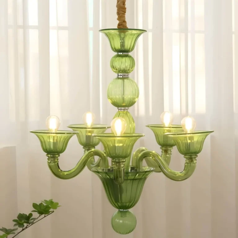 Amber Gold 8-Light Glass Chandelier in Living Room