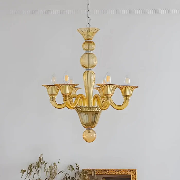 Warm Amber Glass Pendant for Bedroom Ambiance