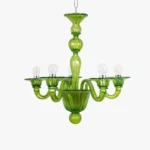 6-Light Modern Blown Glass Chandelier in Grass Green