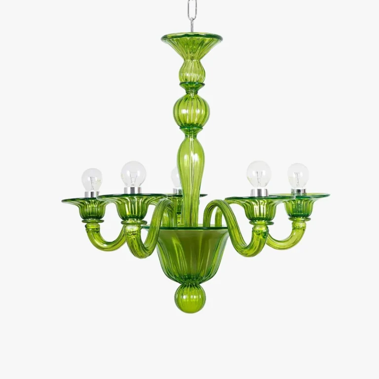 6-Light Modern Blown Glass Chandelier in Grass Green