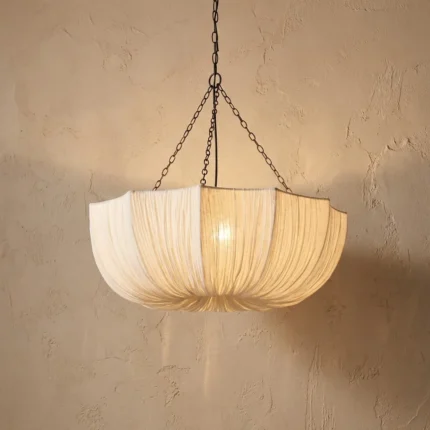 5-Light Pleated Fabric Pumpkin Chandelier