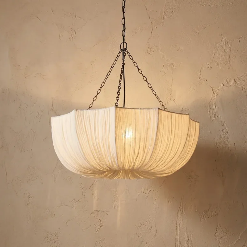 5-Light Pleated Fabric Pumpkin Chandelier