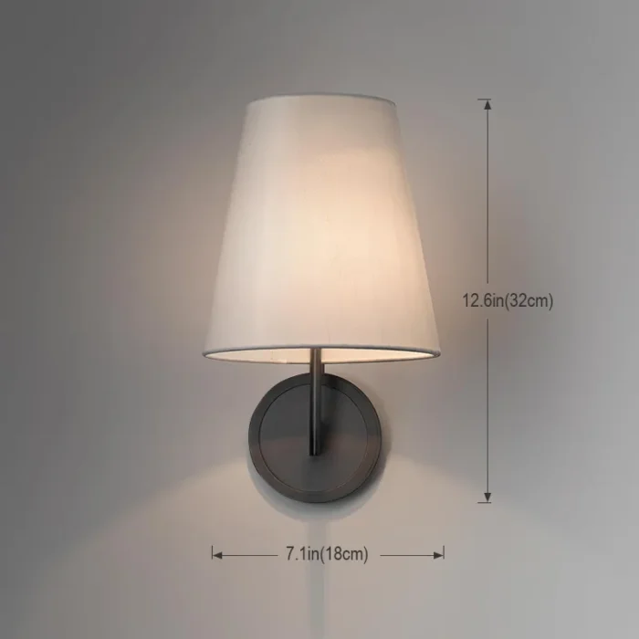 Dimensions for 1 Fixed Linen Shade Copper Sconce