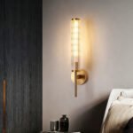 Luxury bedRoom with 1 Ribbed Glass Copper Sconce