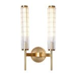 2 Ribbed Glass Copper Sconce Modern Lighting
