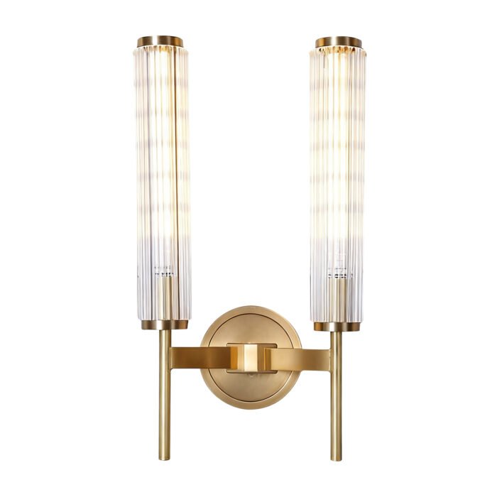 2 Ribbed Glass Copper Sconce Modern Lighting