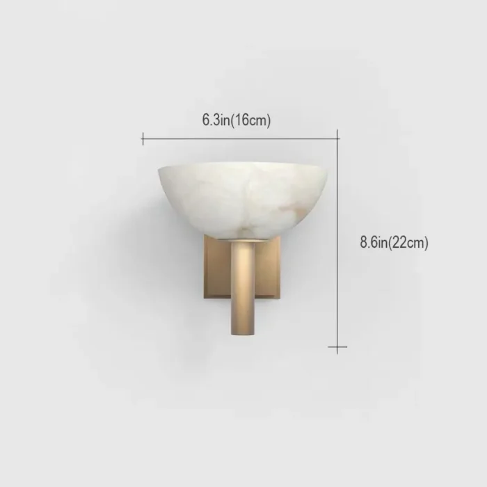 Dimensions for Copper Alabaster Bowl Sconce