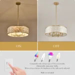 natural iridescent capiz shell textures on modern drum chandelier shade