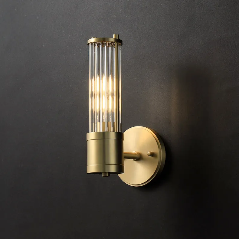 Modern Cylindrical Glass Copper Sconce Lighting