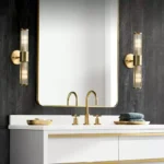 Double Cylindrical Glass Sconce for Bathroom Mirror
