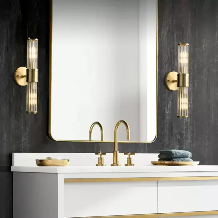 Double Cylindrical Glass Sconce for Bathroom Mirror