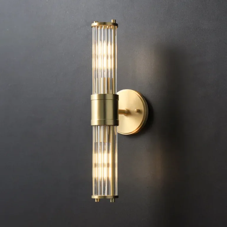 Modern Double Cylindrical Glass Copper Sconce