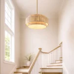 Organic Modern Living Room with Large Raffia Pendant