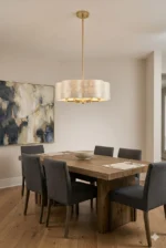 Modern Bedroom with Scalloped Flower Shell Chandelier