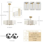 Scalloped Capiz Shell Chandelier Dimensions with Adjustable Rods 5.9in 7.8in 11.8in