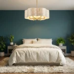 Modern Bedroom with Scalloped Flower Shell Chandelier