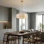 Modern Bedroom with Scalloped Flower Shell Chandelier