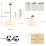 Dimensions of 50cm White Tiered Raffia Pendant Light