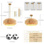 Dimensions of 50cm Tiered Raffia Chandelier