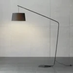 Minimalist Arc Floor Lamp with Fabric Shade - Image 2