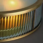 Modern Solid Brass Flush Mount Ceiling Light with Fluted Glass Shade - Image 5