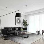 Minimalist Arc Floor Lamp with Fabric Shade - Image 4