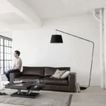 Minimalist Arc Floor Lamp with Fabric Shade - Image 6