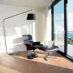 Minimalist Arc Floor Lamp with Fabric Shade - Image 5