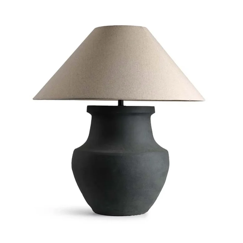 Rustic Ceramic Table Lamp - Vintage Bedside Lamp with Shade